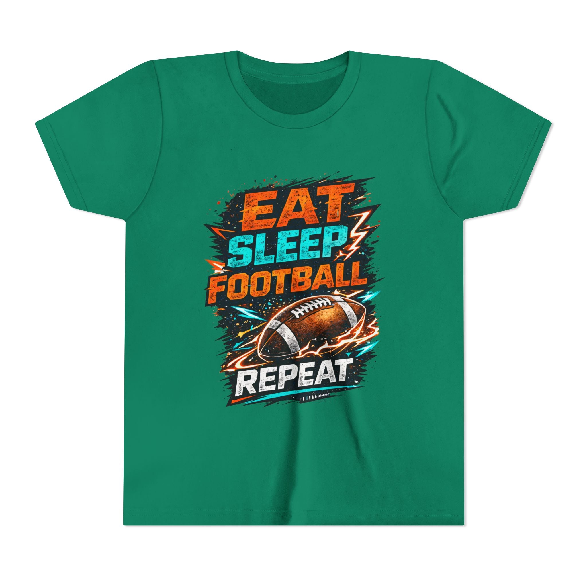 “Eat Sleep Football Repeat” Youth Football Graphic T‑Shirt
