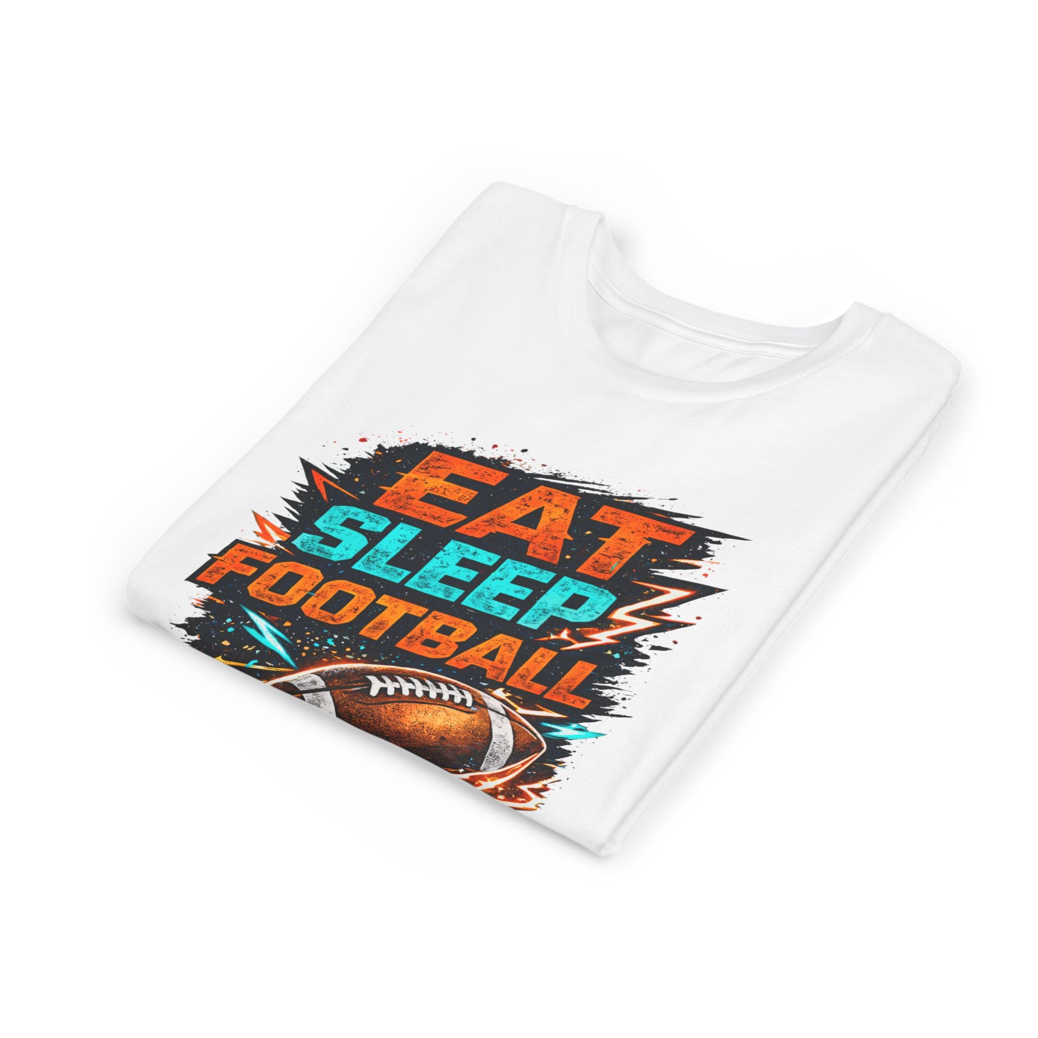 “Eat Sleep Football Repeat” Youth Football Graphic T‑Shirt