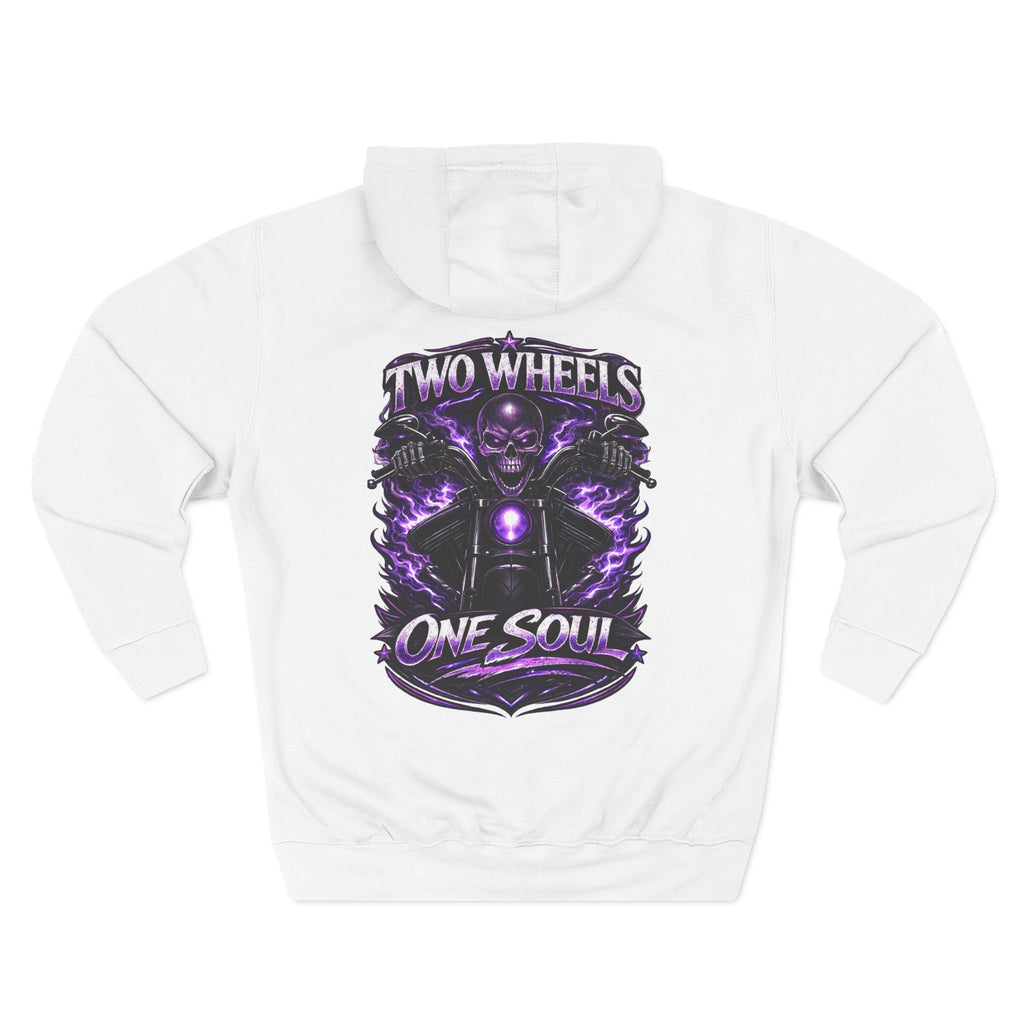 Two Wheels One Soul Motorcycle Hoodie – Biker Skull Graphic Fleece Pullover