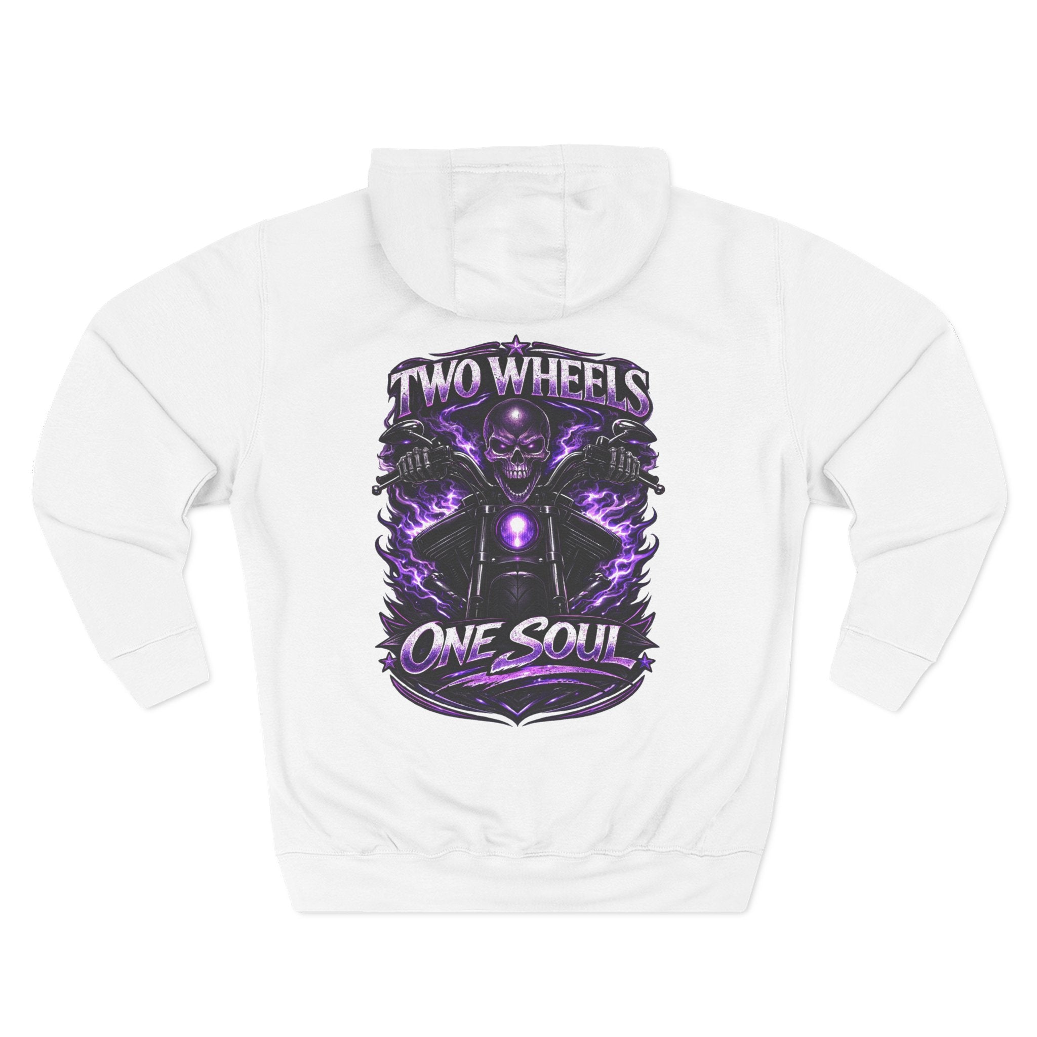 Two Wheels One Soul Motorcycle Hoodie – Biker Skull Graphic Fleece Pullover
