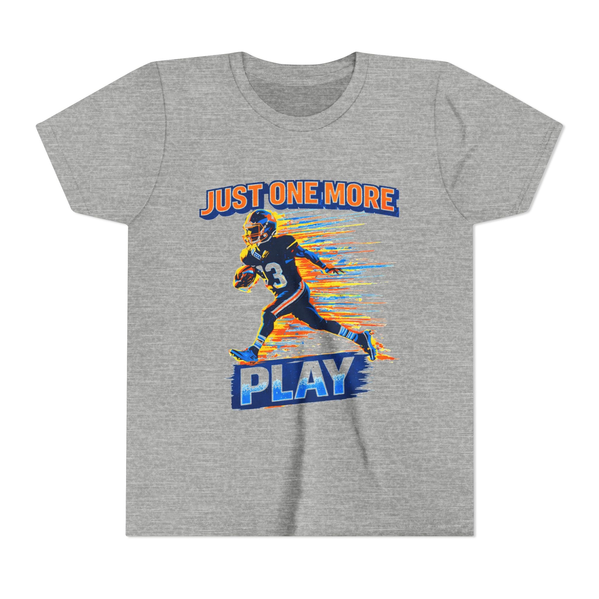"Just One More Play" Action Graphic— Youth Football Tee