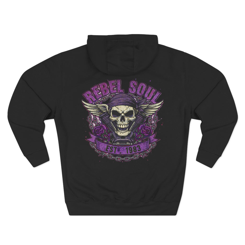 Rebel Soul Skull Hoodie — Vintage Biker Skull Graphic Pullover