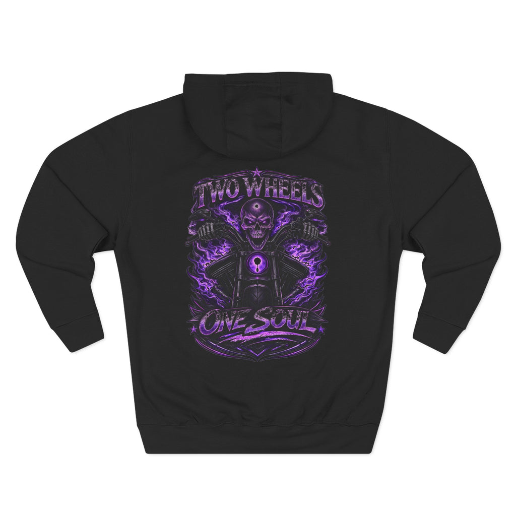 Two Wheels One Soul Motorcycle Hoodie – Biker Skull Graphic Fleece Pullover
