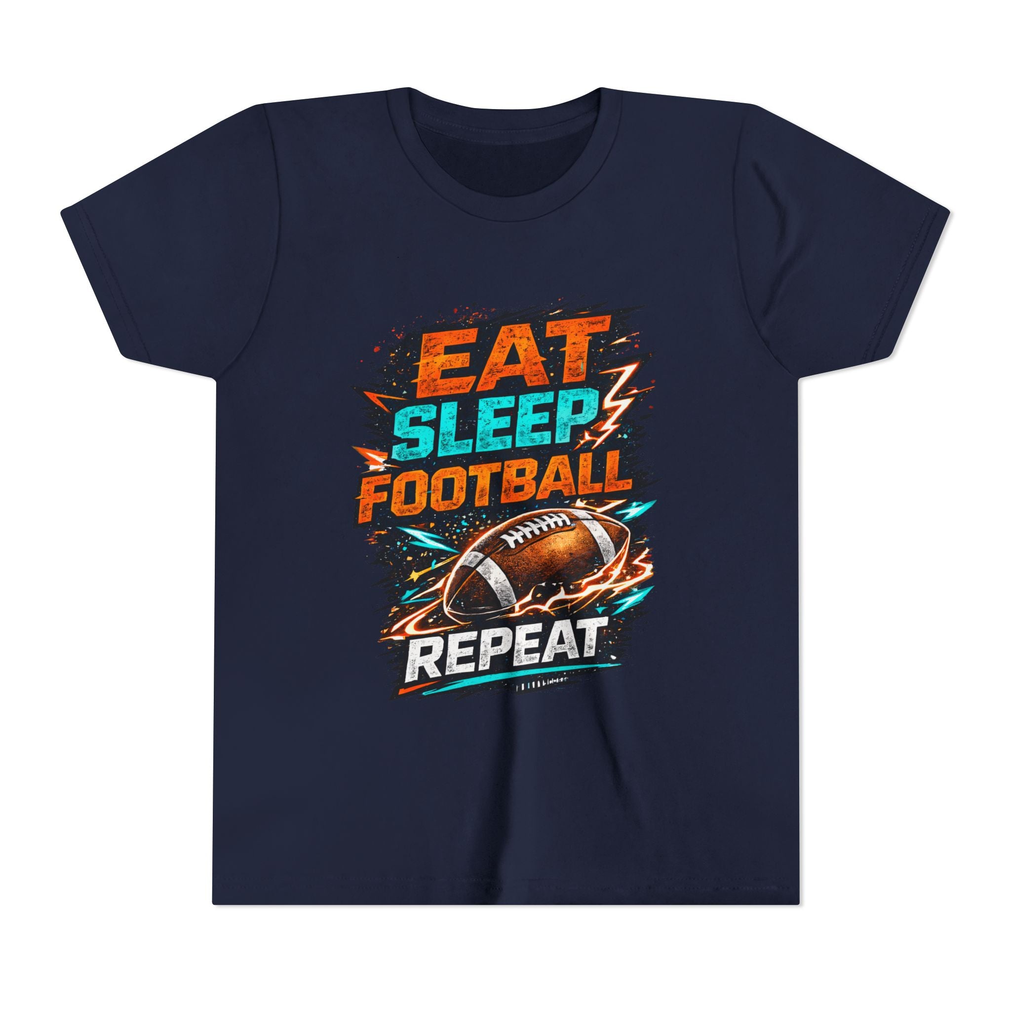 “Eat Sleep Football Repeat” Youth Football Graphic T‑Shirt