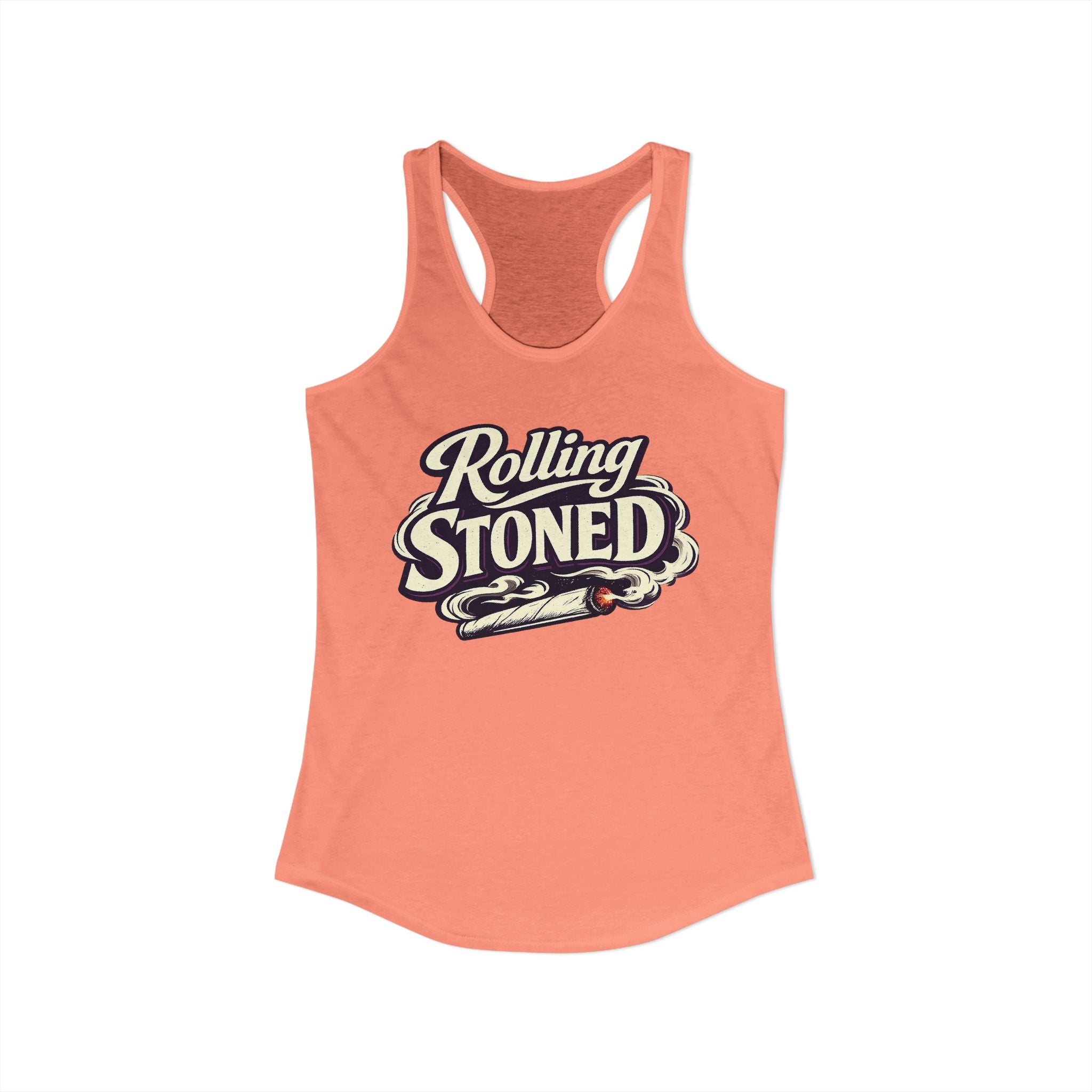 Rolling Stoned Women’s Racerback Tank – Retro Cannabis Graphic Tank Top