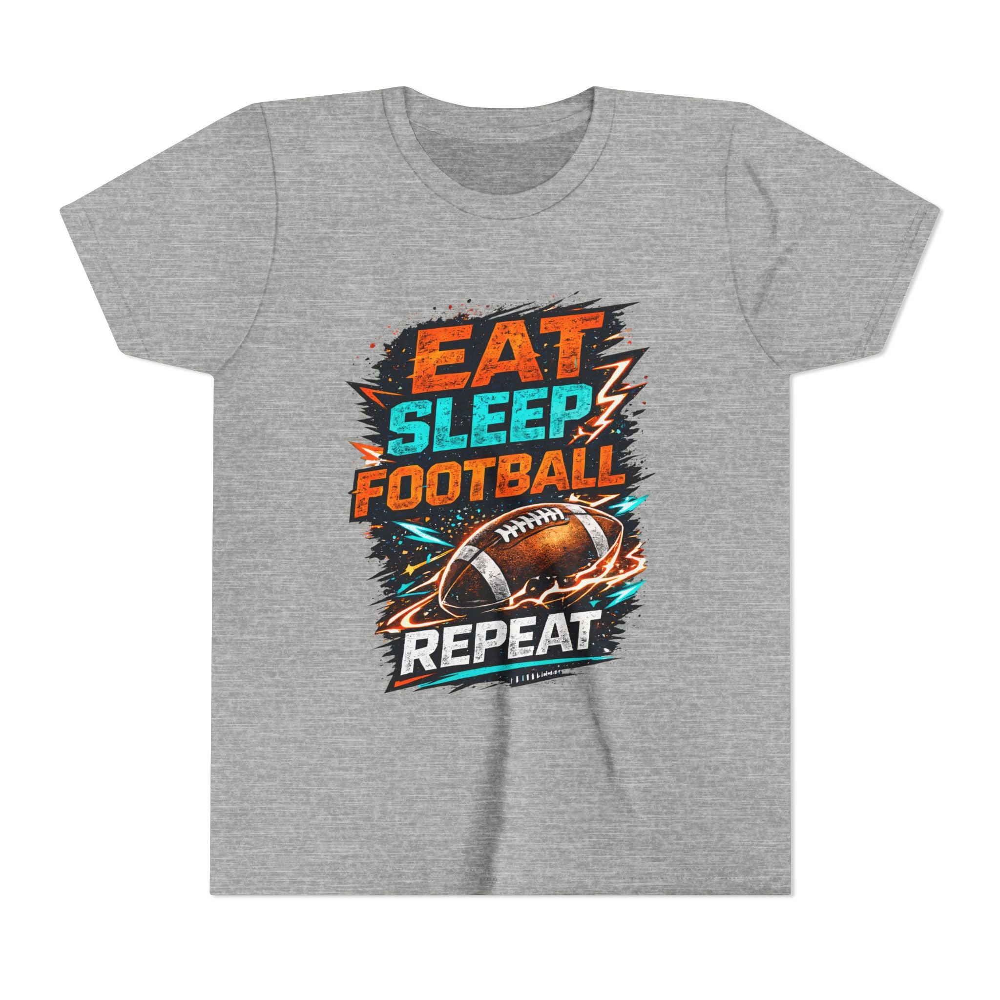 “Eat Sleep Football Repeat” Youth Football Graphic T‑Shirt