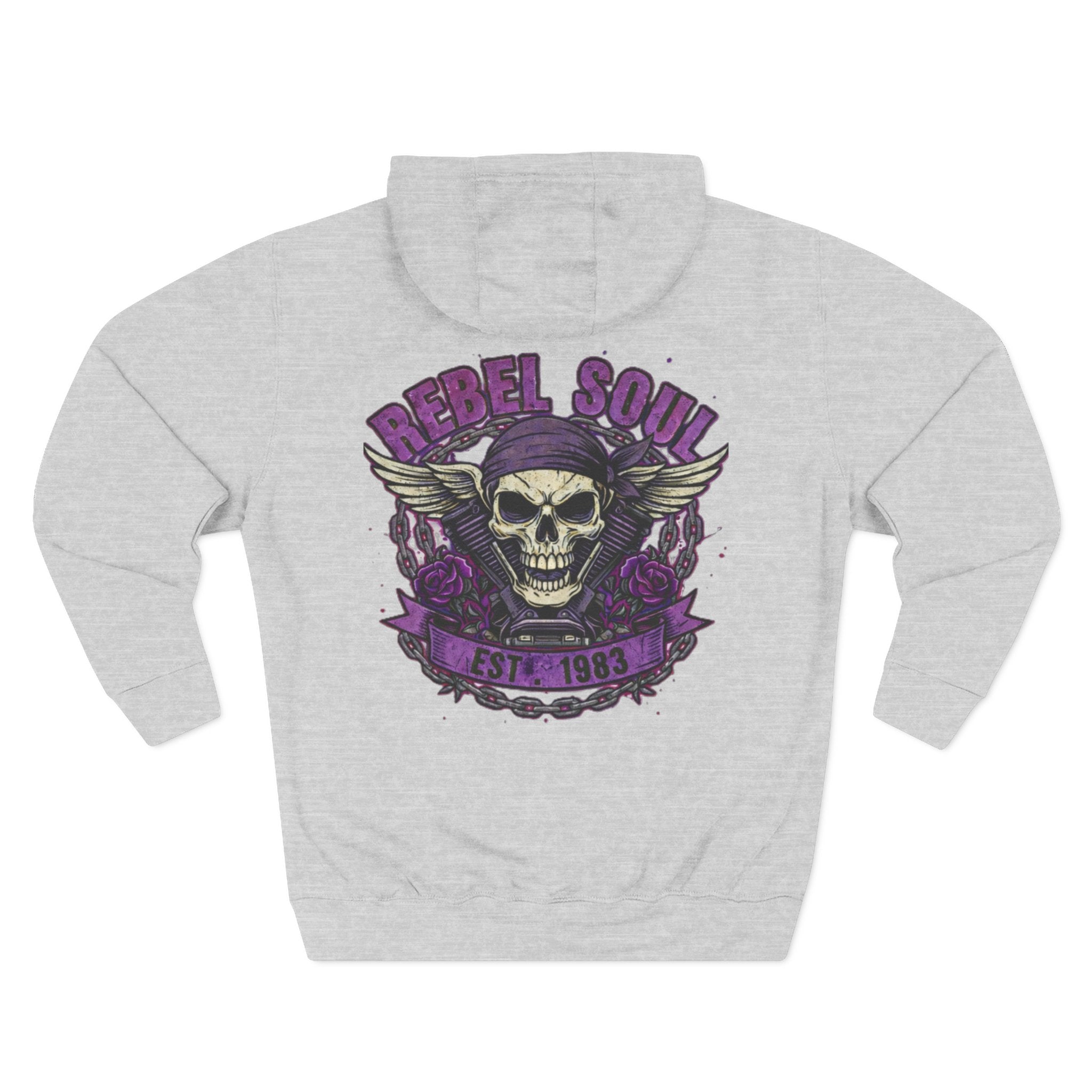 Rebel Soul Skull Hoodie — Vintage Biker Skull Graphic Pullover