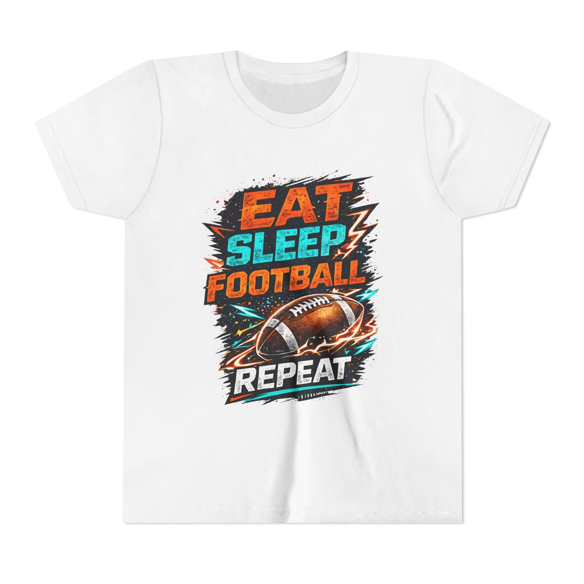 “Eat Sleep Football Repeat” Youth Football Graphic T‑Shirt