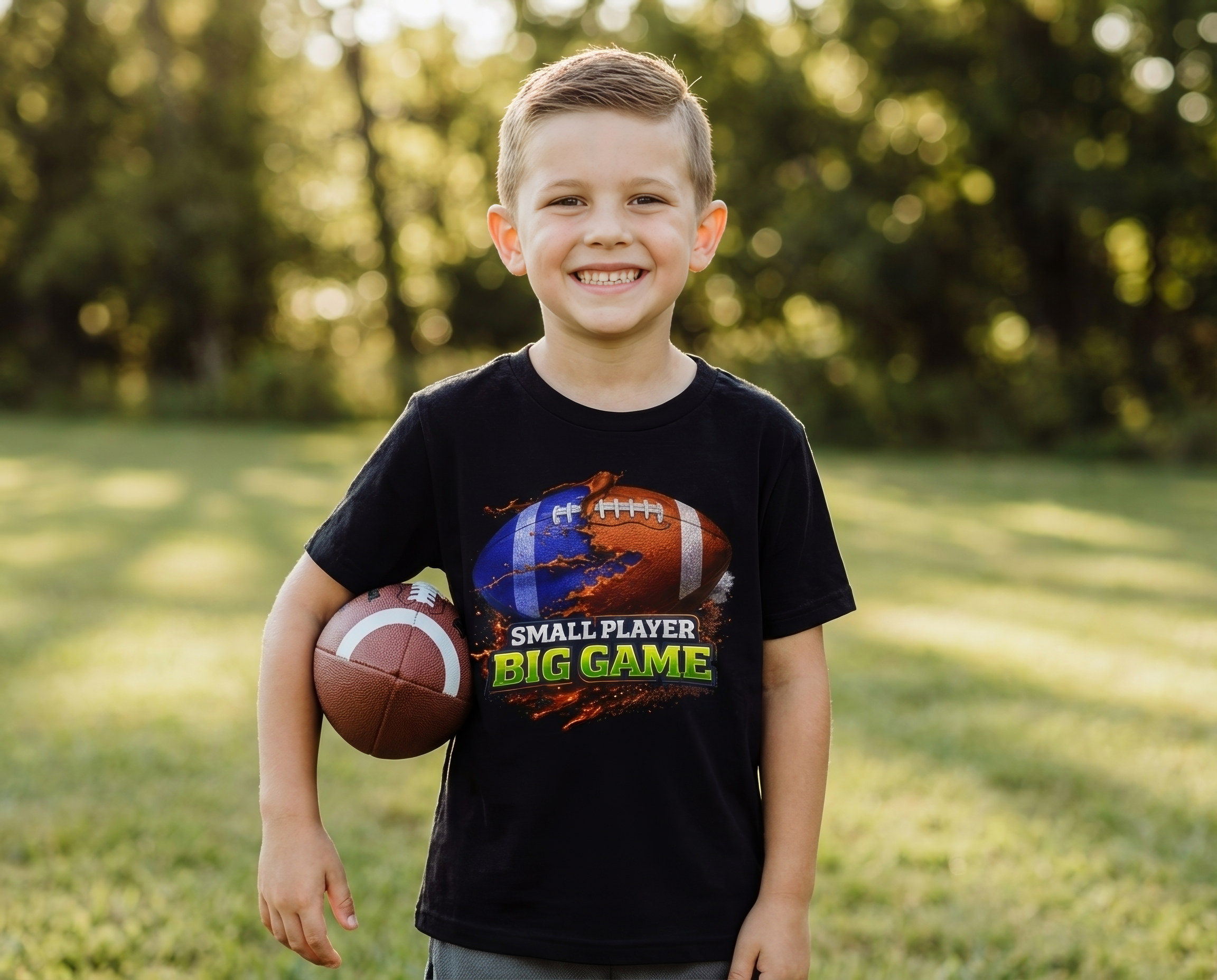 "Small Player Big Game" Graphic Shirt -Youth Football Tee