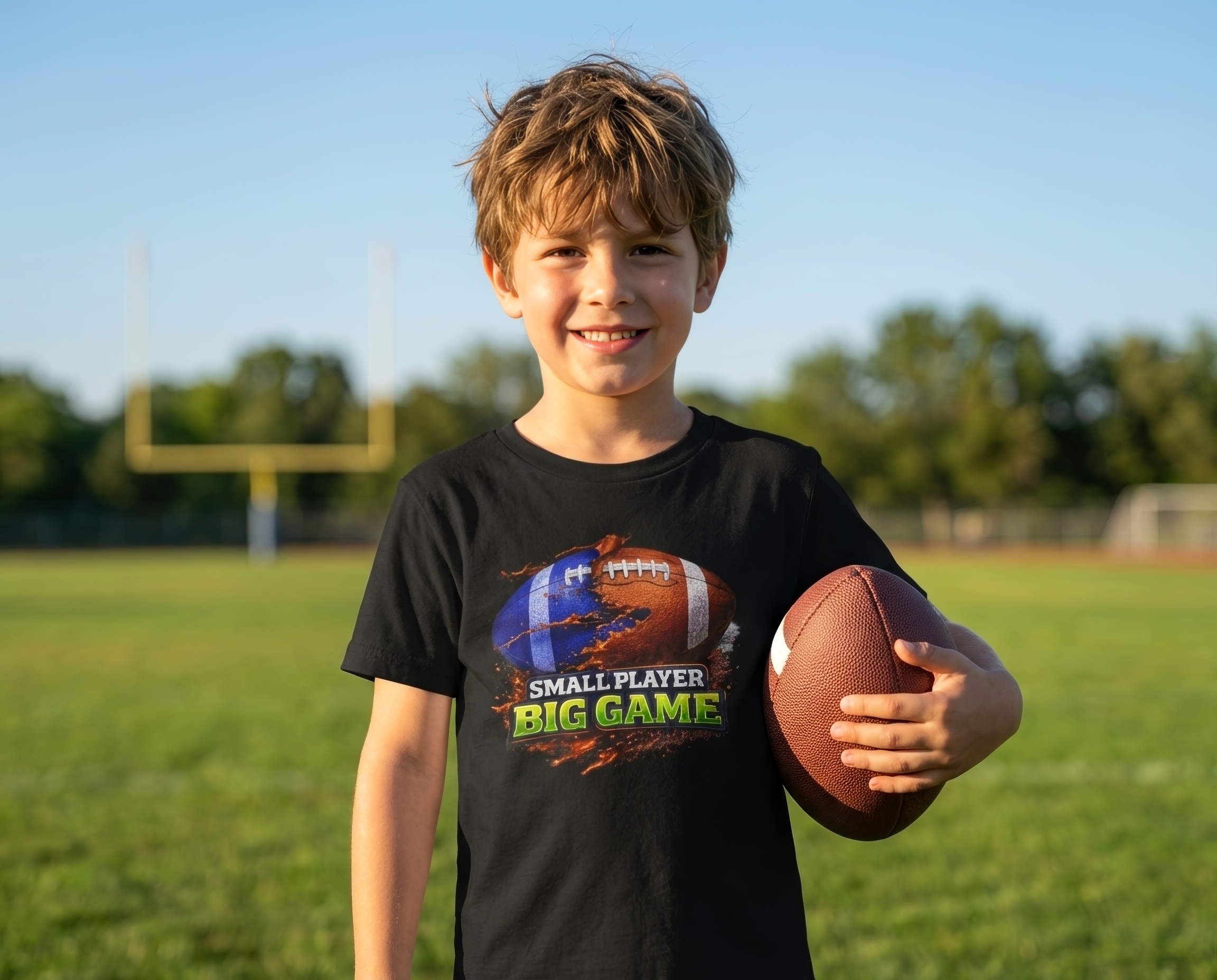 "Small Player Big Game" Graphic Shirt -Youth Football Tee