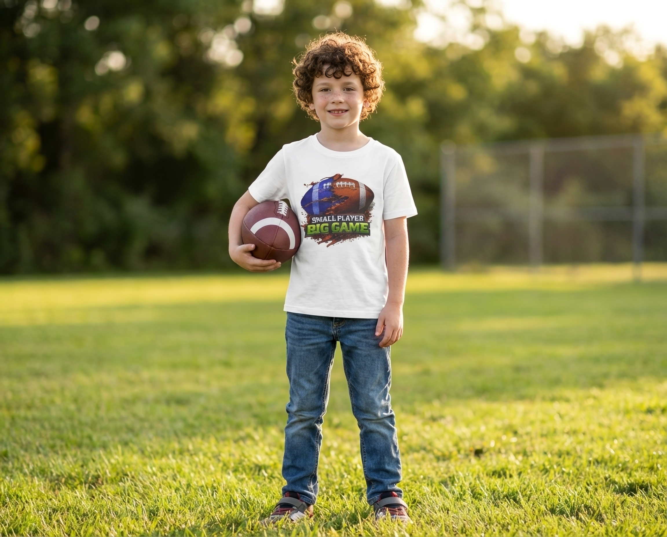 "Small Player Big Game" Graphic Shirt -Youth Football Tee