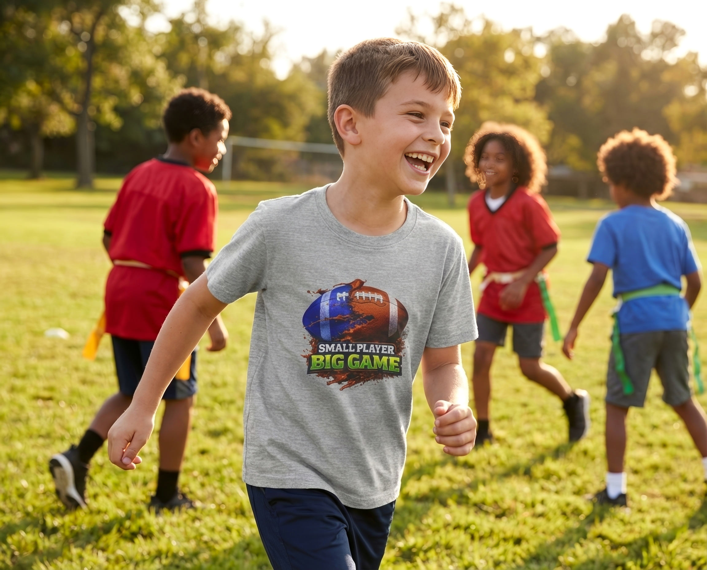 "Small Player Big Game" Graphic Shirt -Youth Football Tee