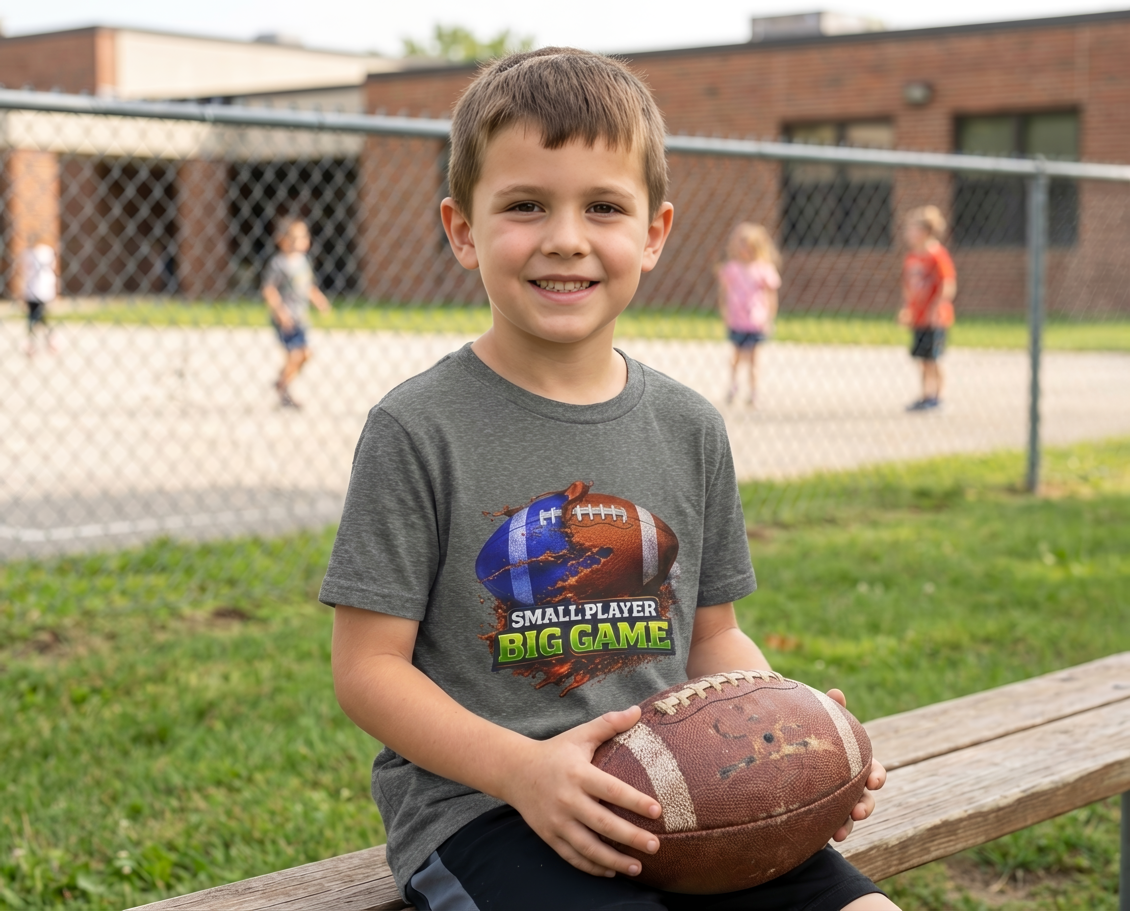 "Small Player Big Game" Graphic Shirt -Youth Football Tee