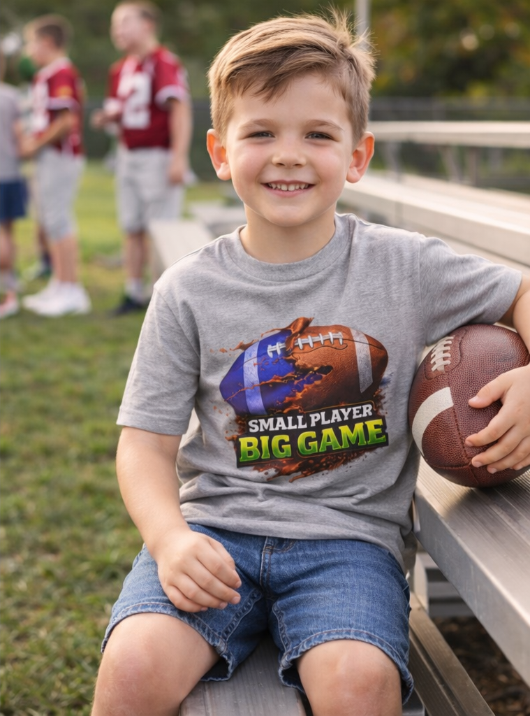 "Small Player Big Game" Graphic Shirt -Youth Football Tee