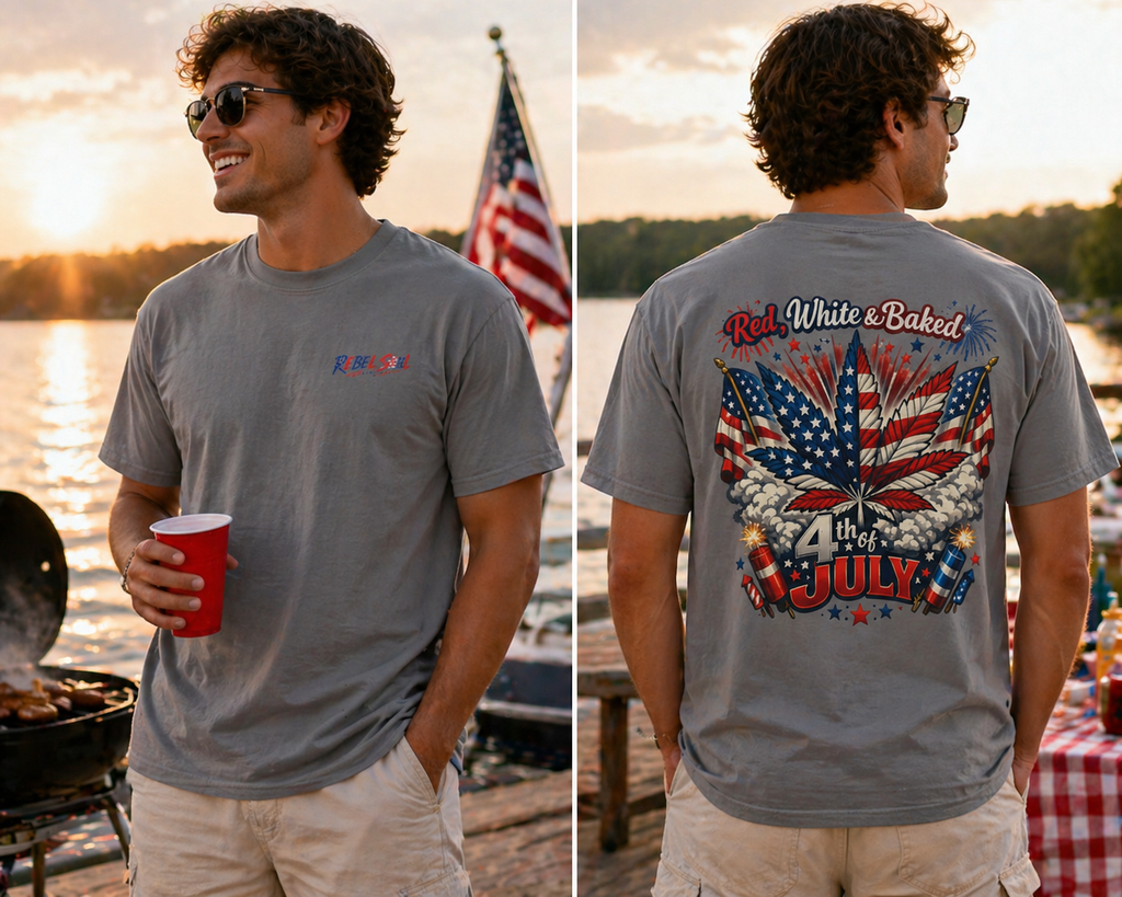"Red, White & Baked" Patriotic Cannabis Holiday Tee