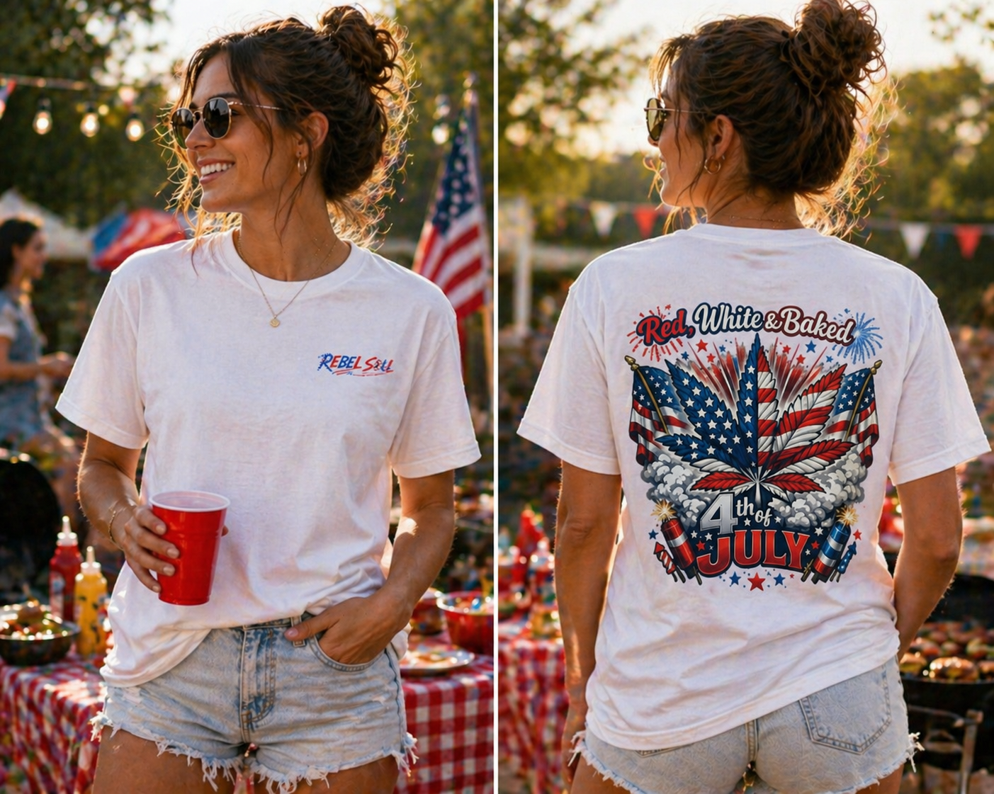 "Red, White & Baked" Patriotic Cannabis Holiday Tee