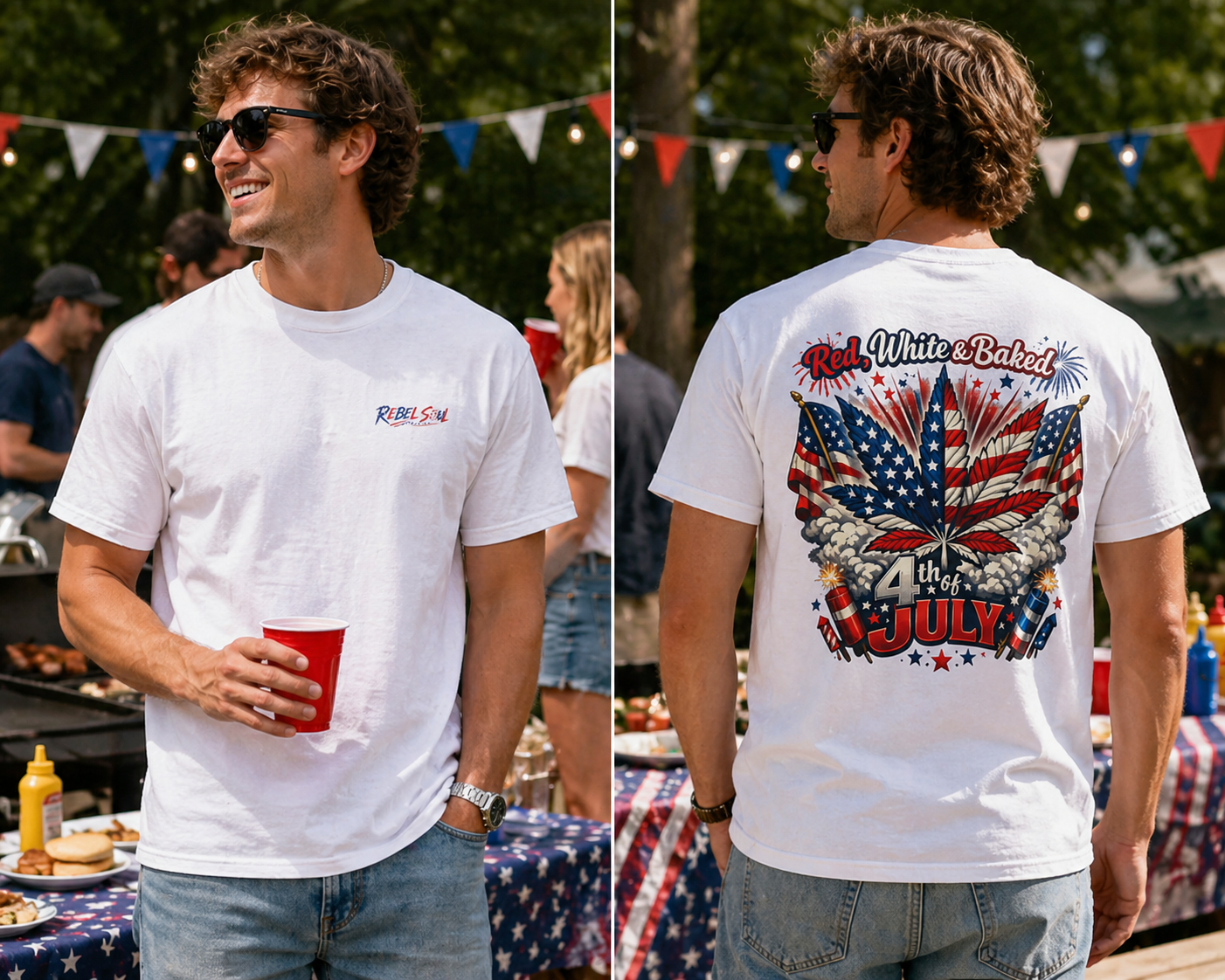 "Red, White & Baked" Patriotic Cannabis Holiday Tee