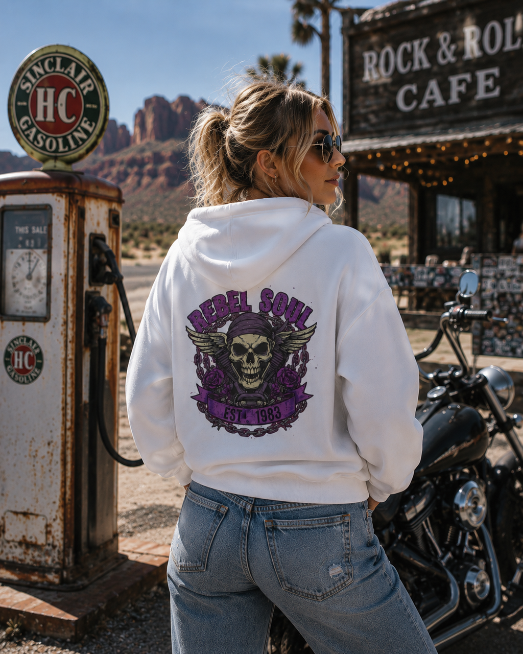 Rebel Soul Skull Hoodie — Vintage Biker Skull Graphic Pullover