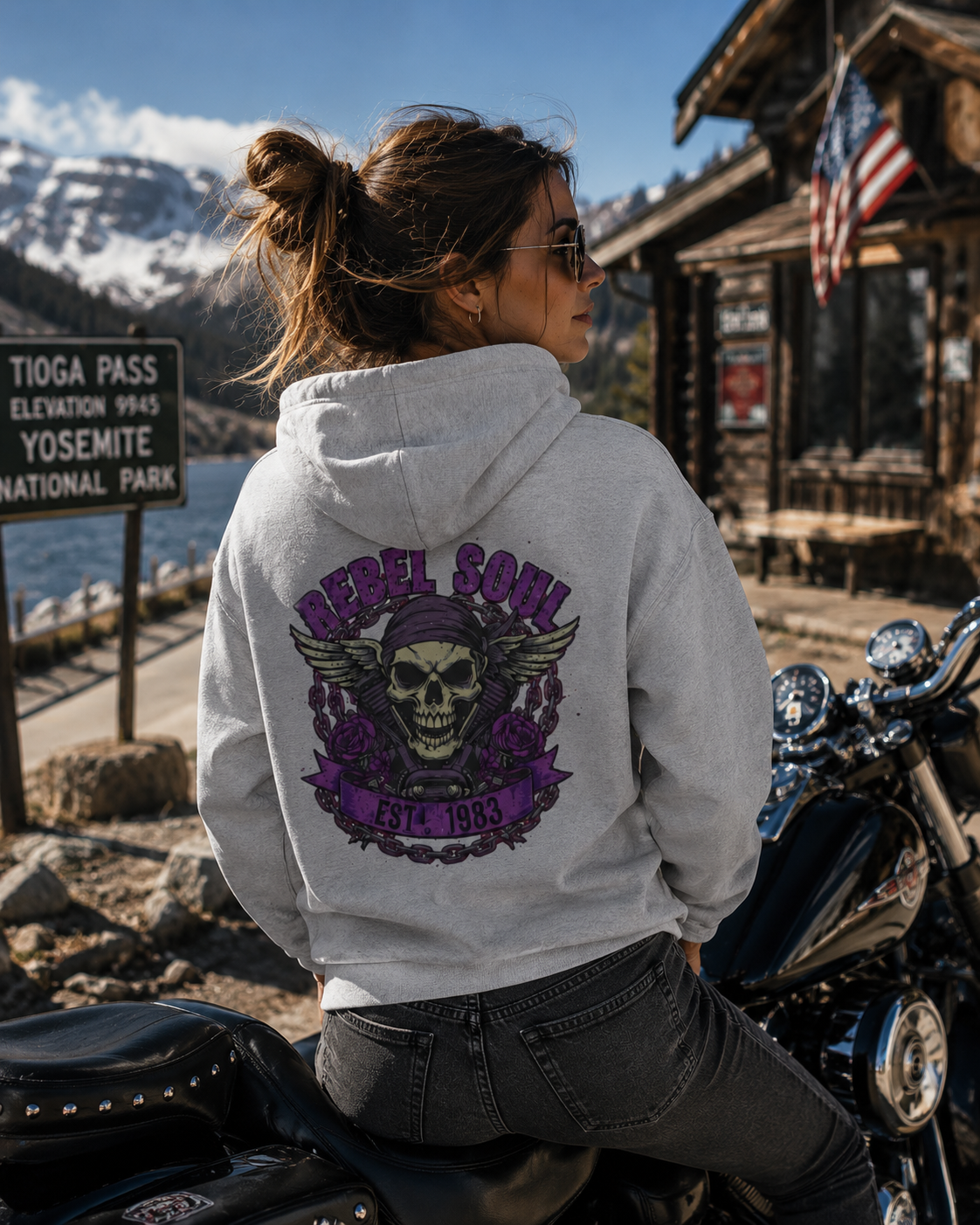 Rebel Soul Skull Hoodie — Vintage Biker Skull Graphic Pullover