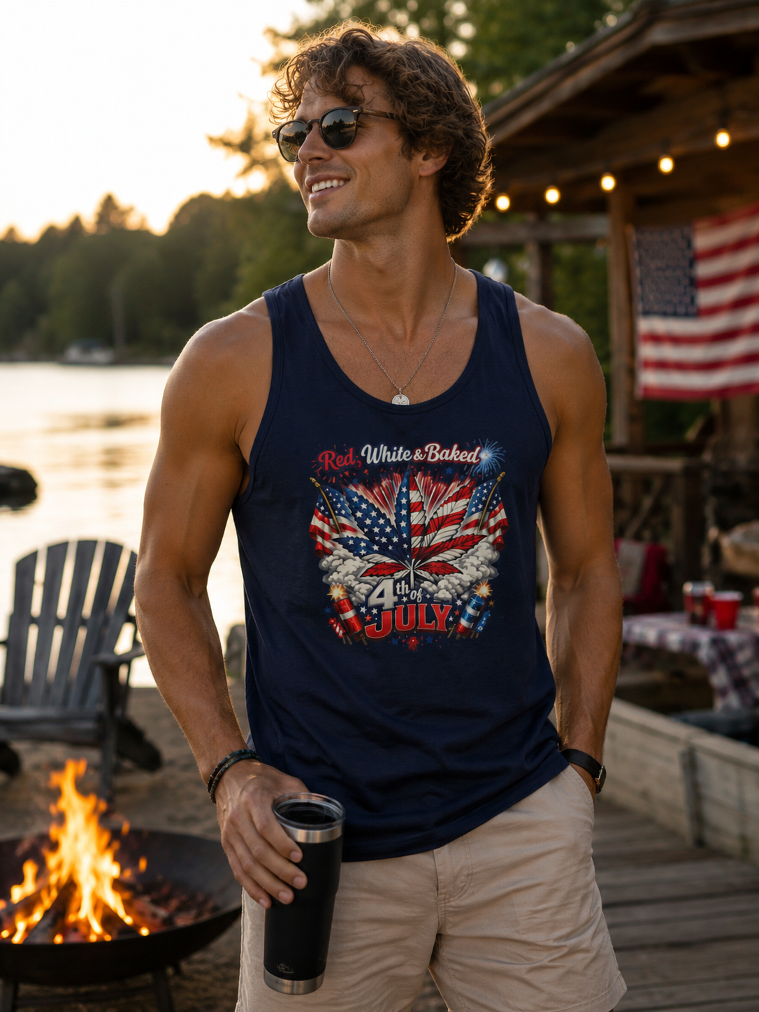 "Red, White & Baked" Patriotic Independence Day Men's Tank