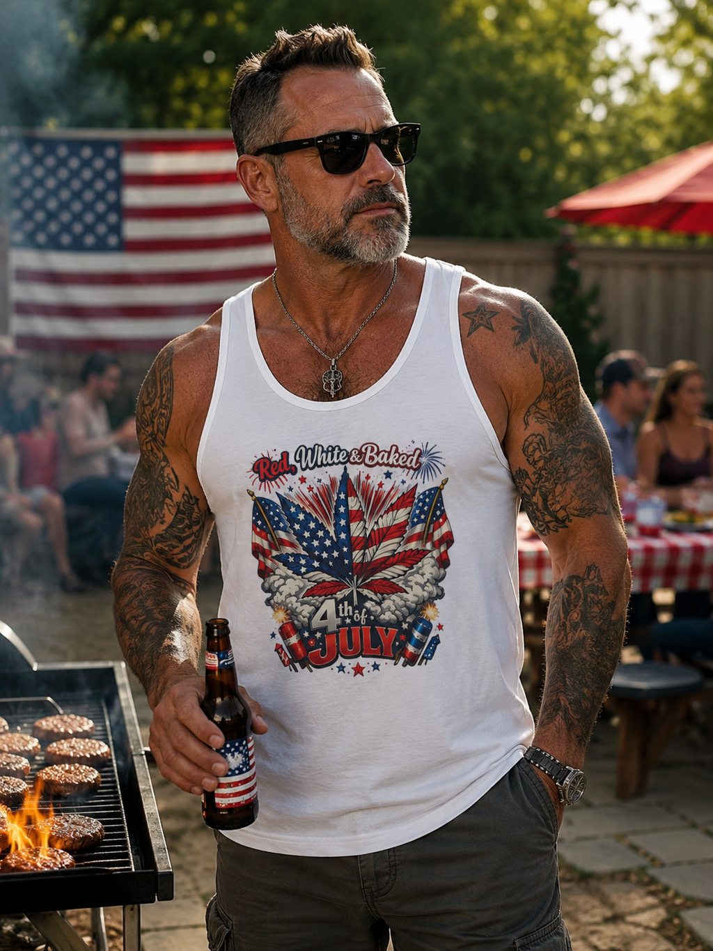 "Red, White & Baked" Patriotic Independence Day Men's Tank