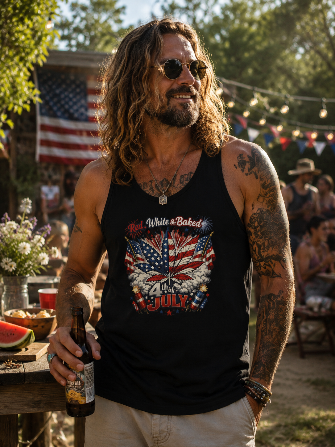 "Red, White & Baked" Patriotic Independence Day Men's Tank