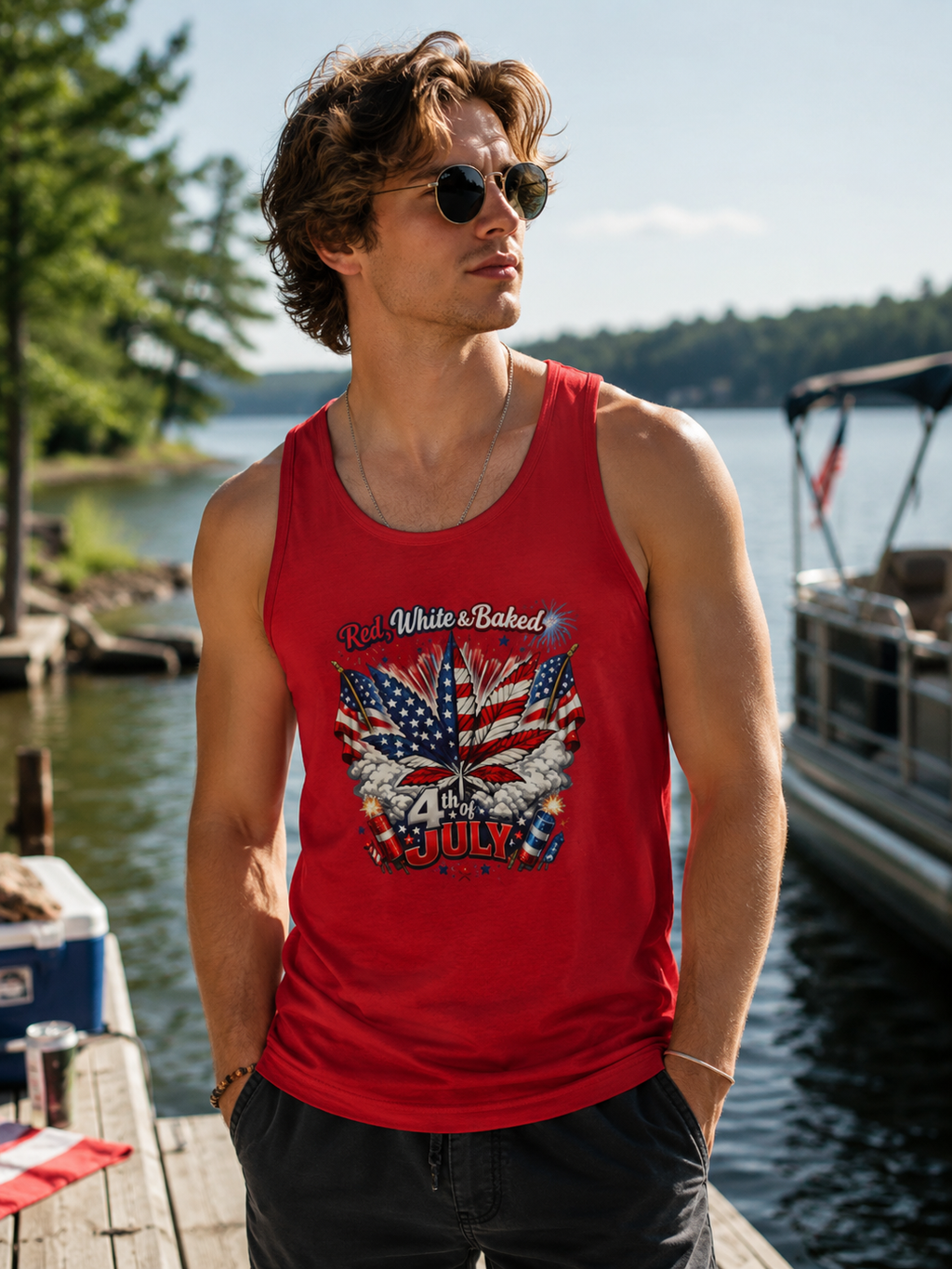 "Red, White & Baked" Patriotic Independence Day Men's Tank