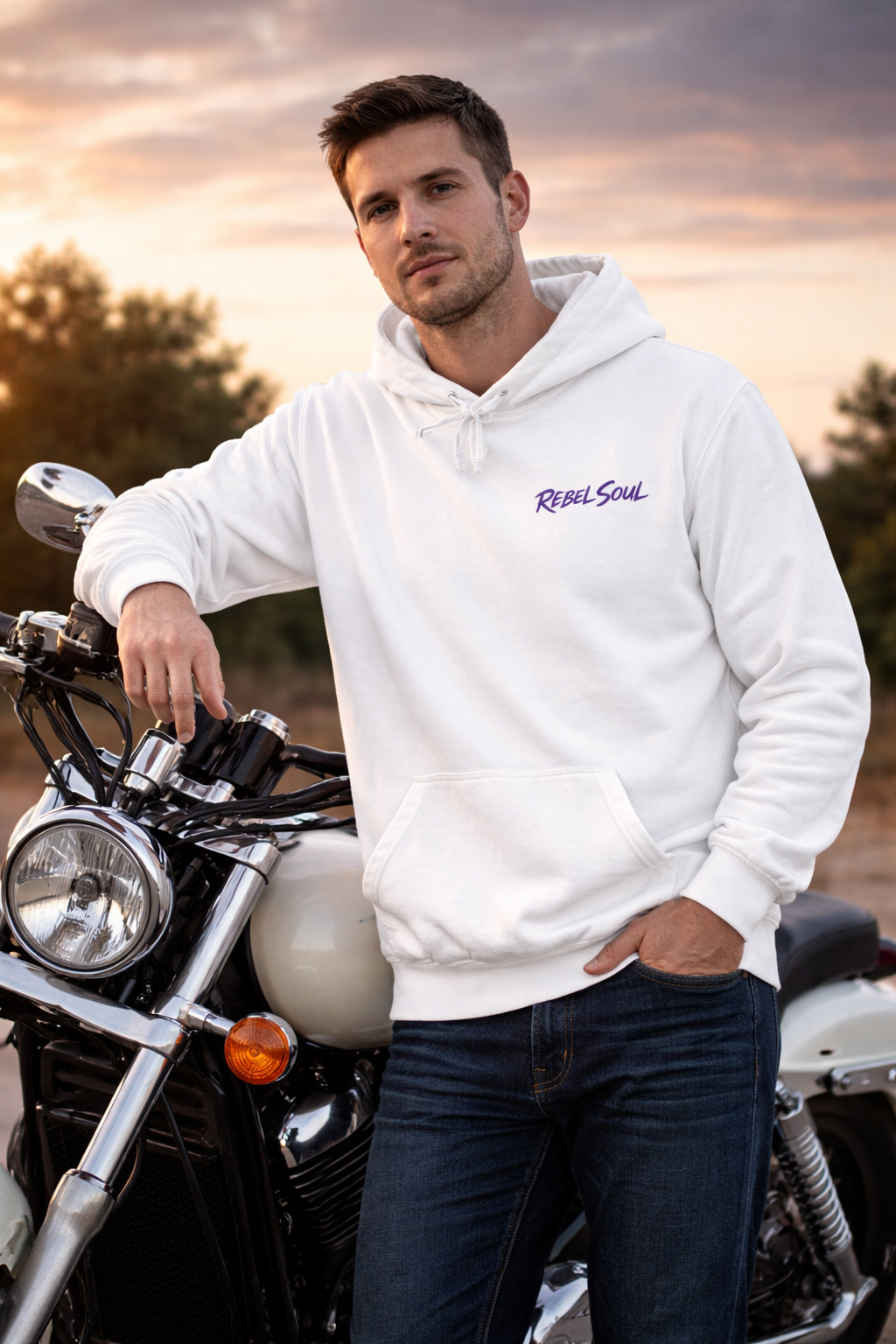 Two Wheels One Soul Motorcycle Hoodie – Biker Skull Graphic Fleece Pullover