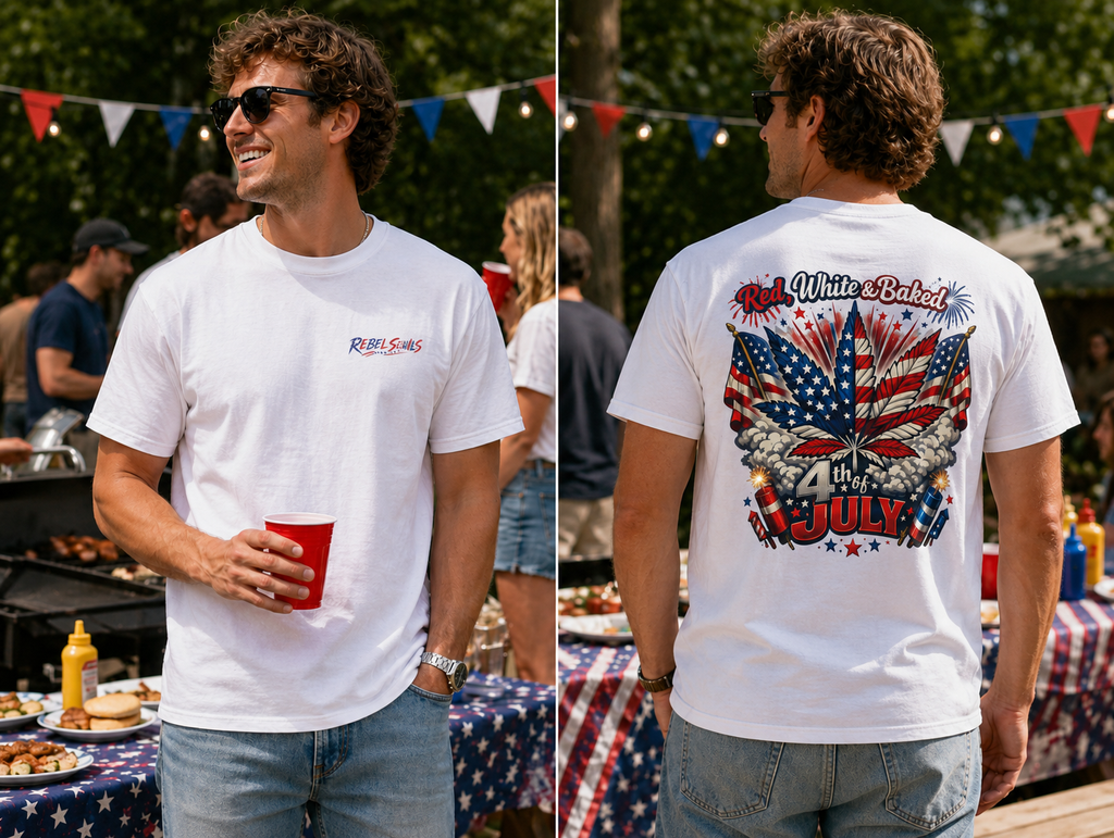 "Red, White & Baked" Patriotic Cannabis Holiday Tee