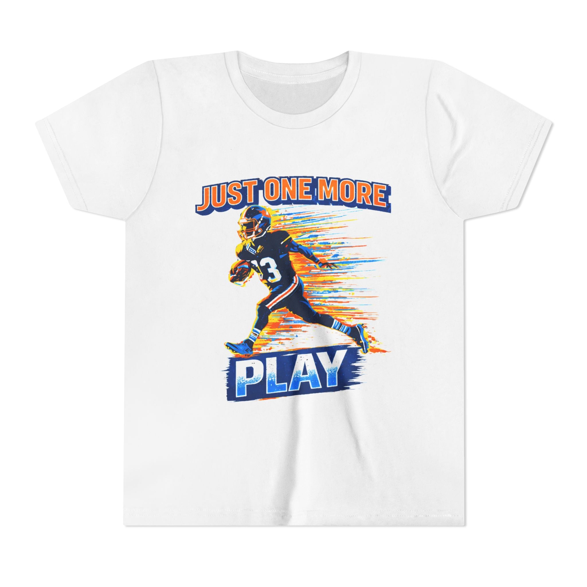 "Just One More Play" Action Graphic— Youth Football Tee