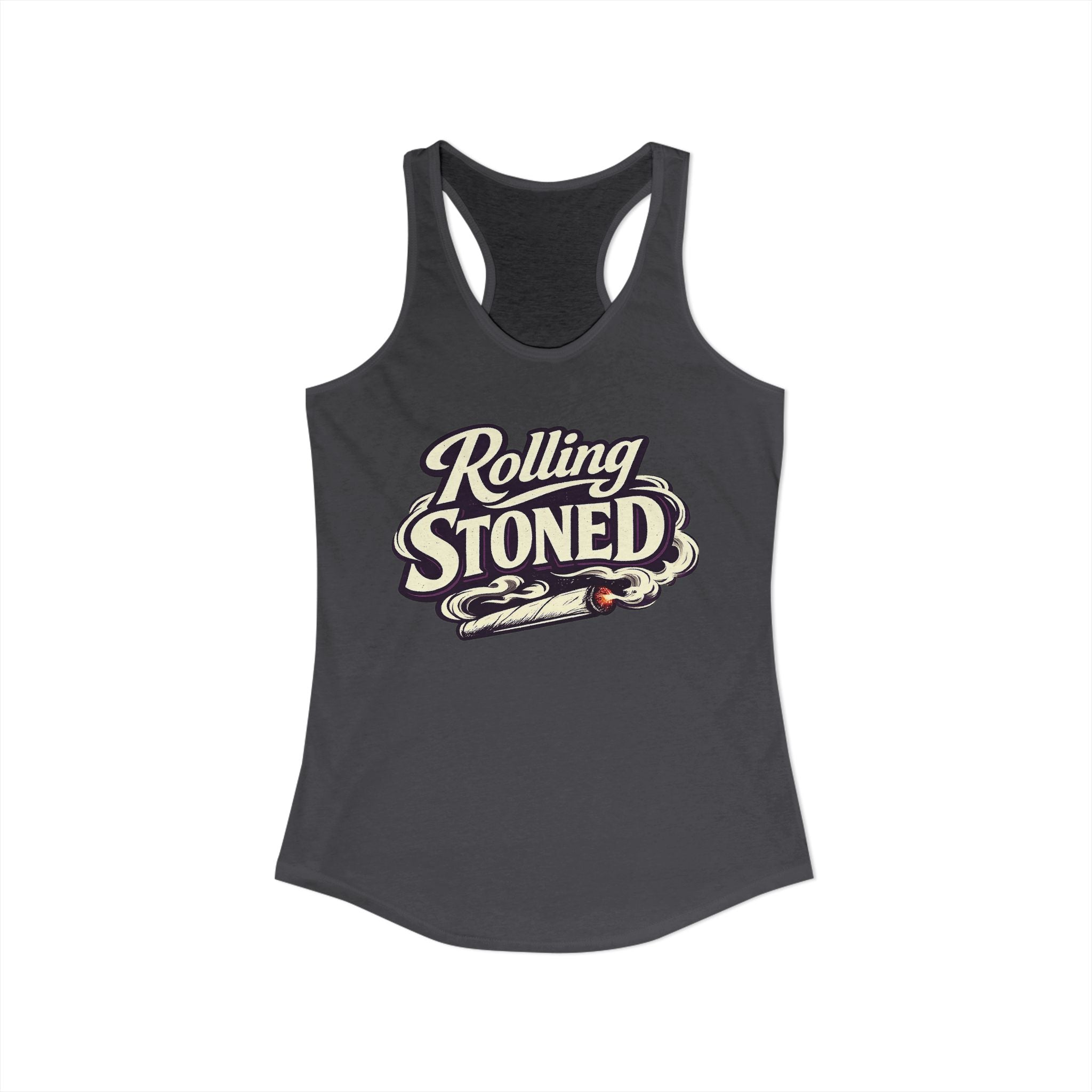 Rolling Stoned Women’s Racerback Tank – Retro Cannabis Graphic Tank Top