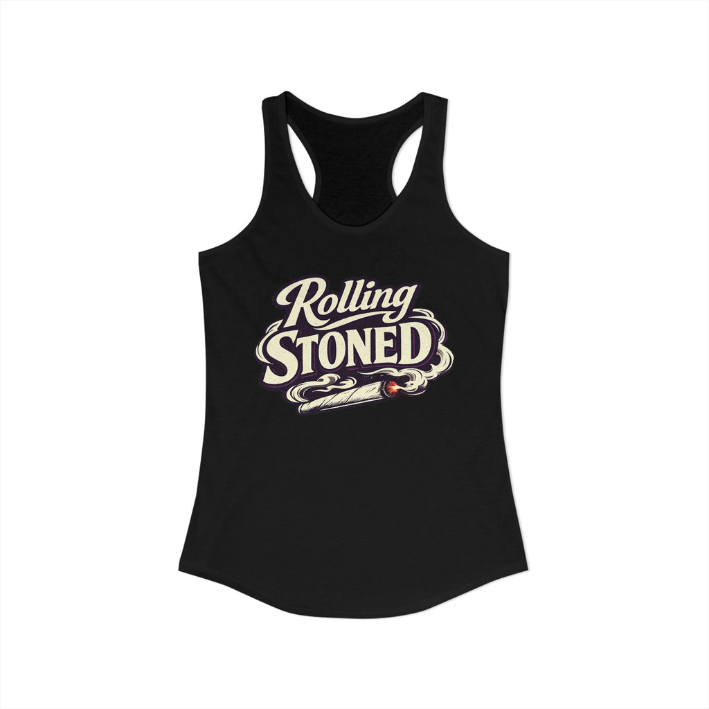 Rolling Stoned Women’s Racerback Tank – Retro Cannabis Graphic Tank Top
