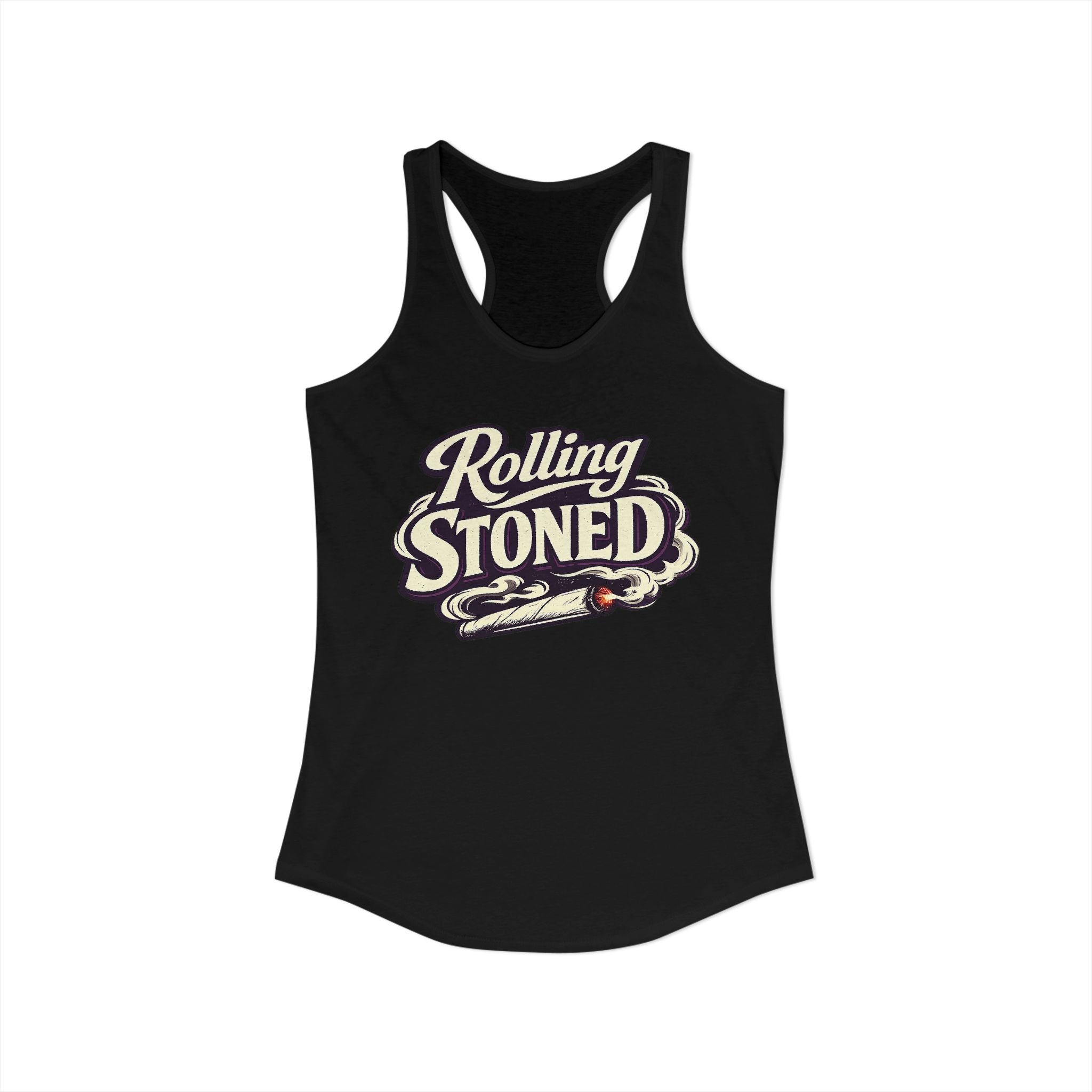 Rolling Stoned Women’s Racerback Tank – Retro Cannabis Graphic Tank Top