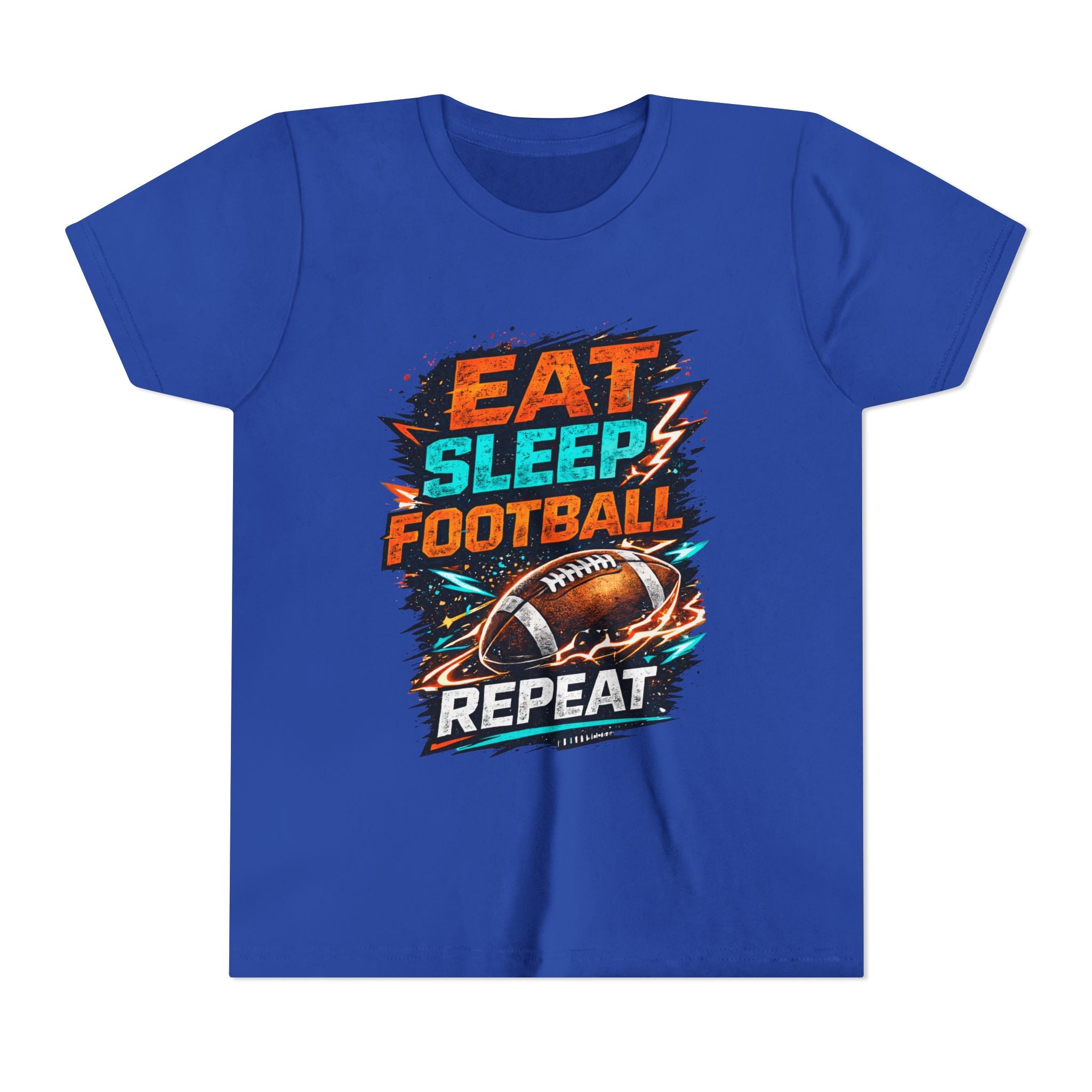 “Eat Sleep Football Repeat” Youth Football Graphic T‑Shirt