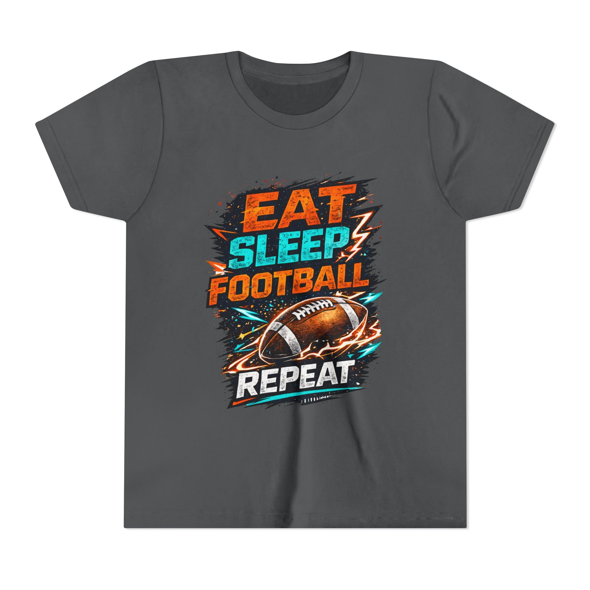 “Eat Sleep Football Repeat” Youth Football Graphic T‑Shirt