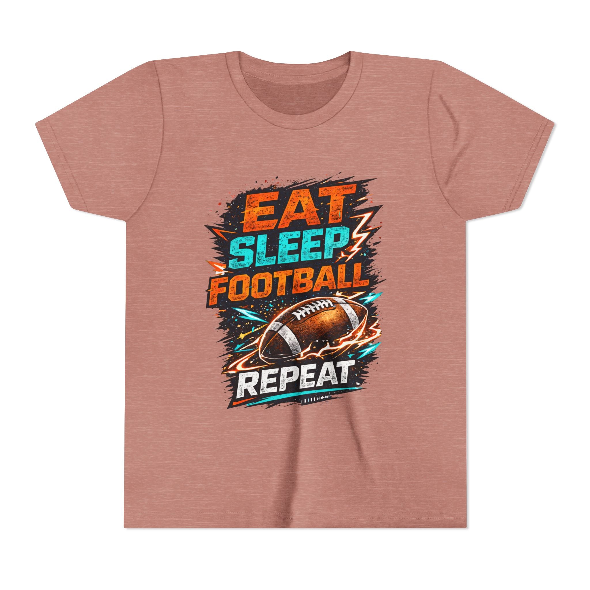 “Eat Sleep Football Repeat” Youth Football Graphic T‑Shirt