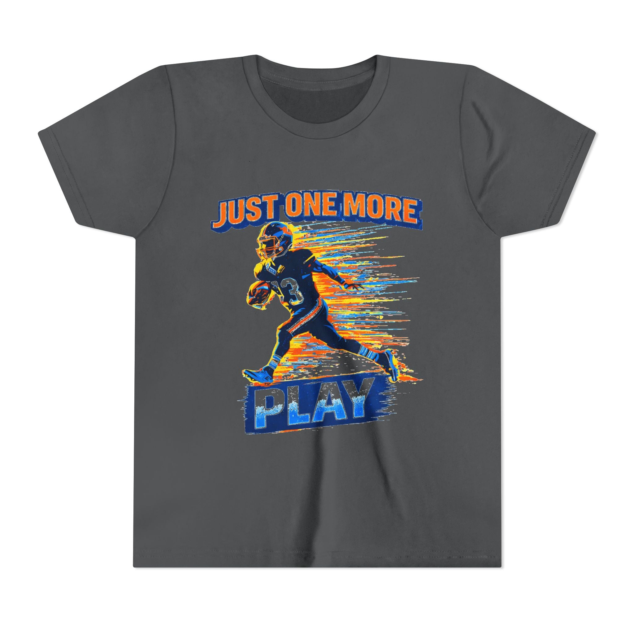 "Just One More Play" Action Graphic— Youth Football Tee