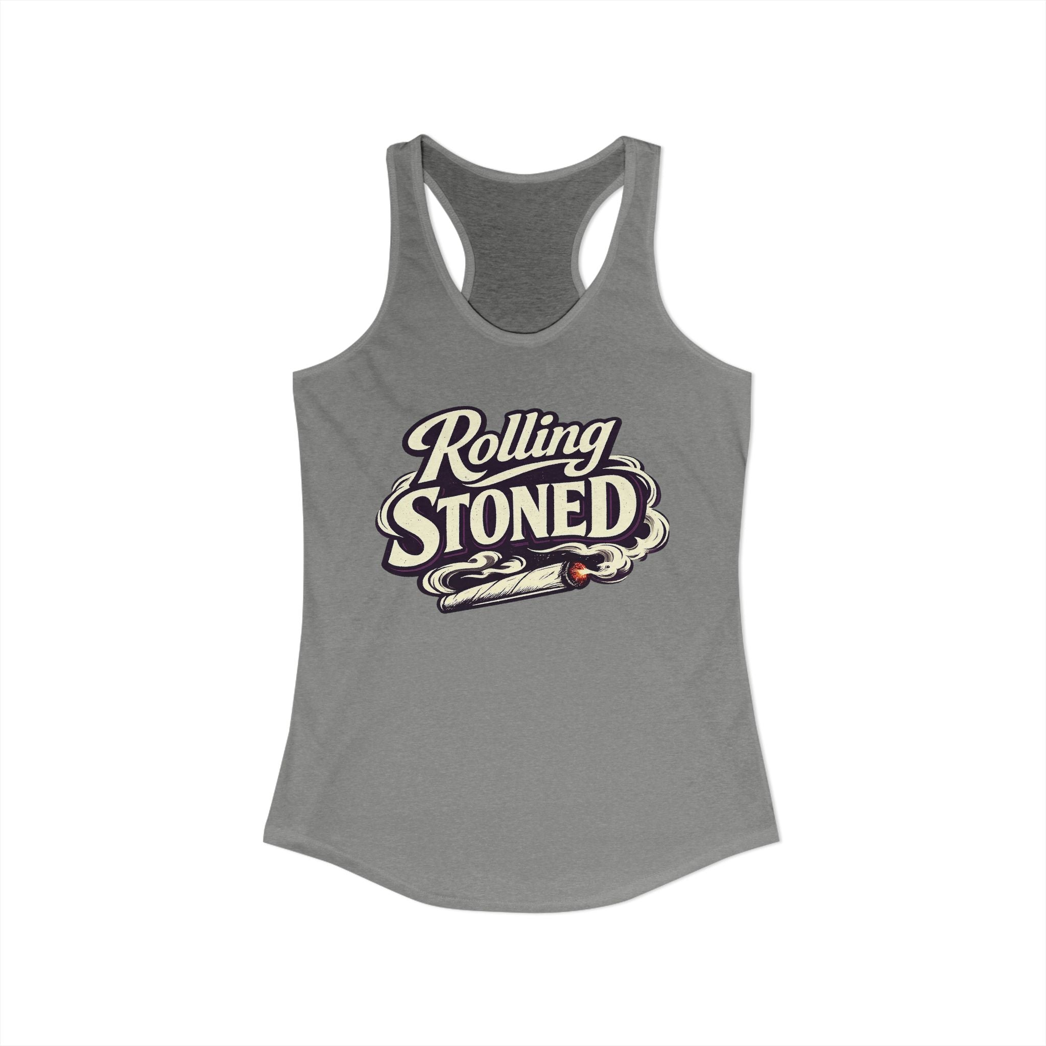 Rolling Stoned Women’s Racerback Tank – Retro Cannabis Graphic Tank Top