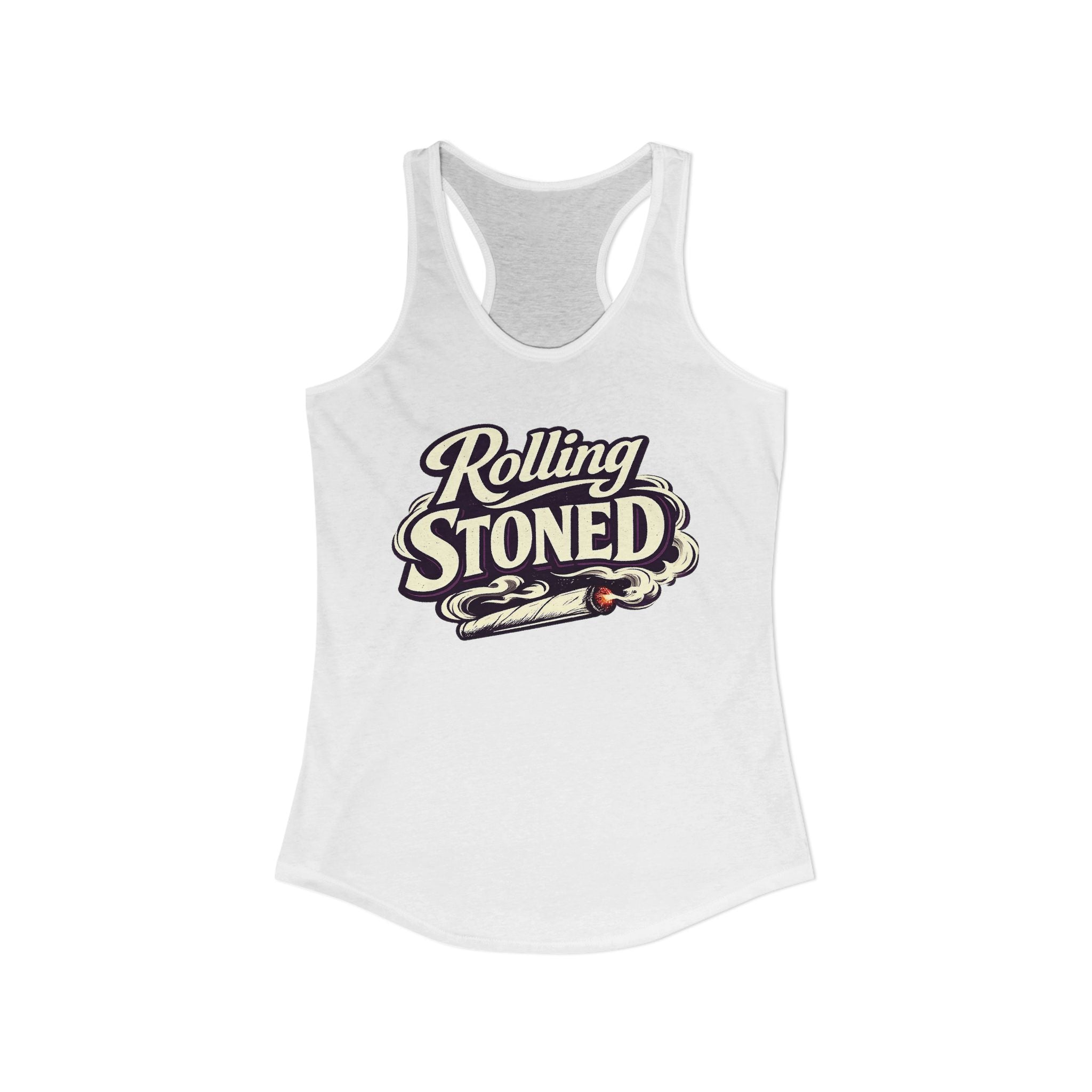 Rolling Stoned Women’s Racerback Tank – Retro Cannabis Graphic Tank Top