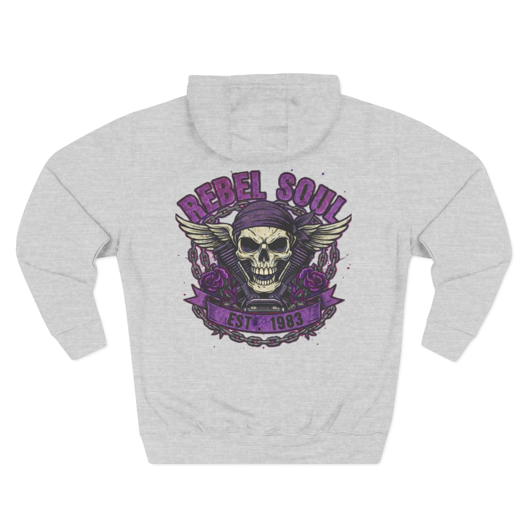 Rebel Soul Skull Hoodie — Vintage Biker Skull Graphic Pullover