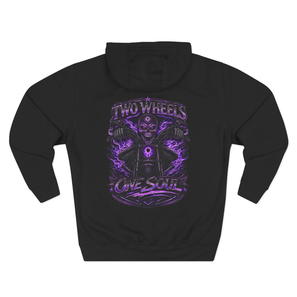 Two Wheels One Soul Motorcycle Hoodie – Biker Skull Graphic Fleece Pullover