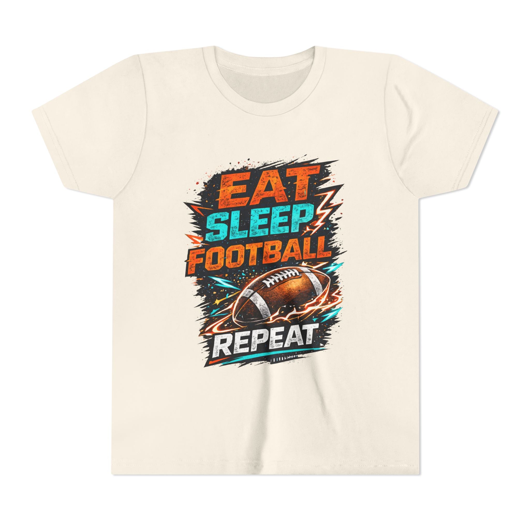 “Eat Sleep Football Repeat” Youth Football Graphic T‑Shirt