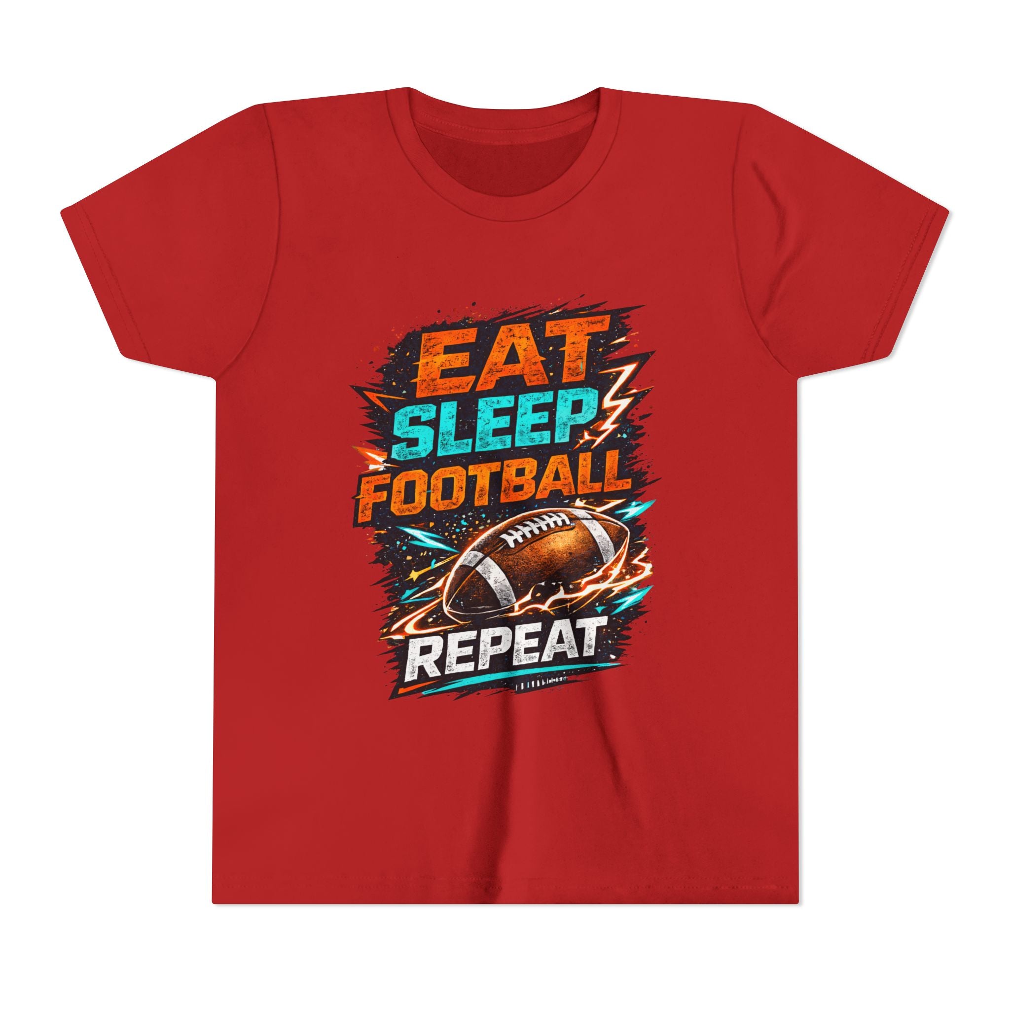 “Eat Sleep Football Repeat” Youth Football Graphic T‑Shirt
